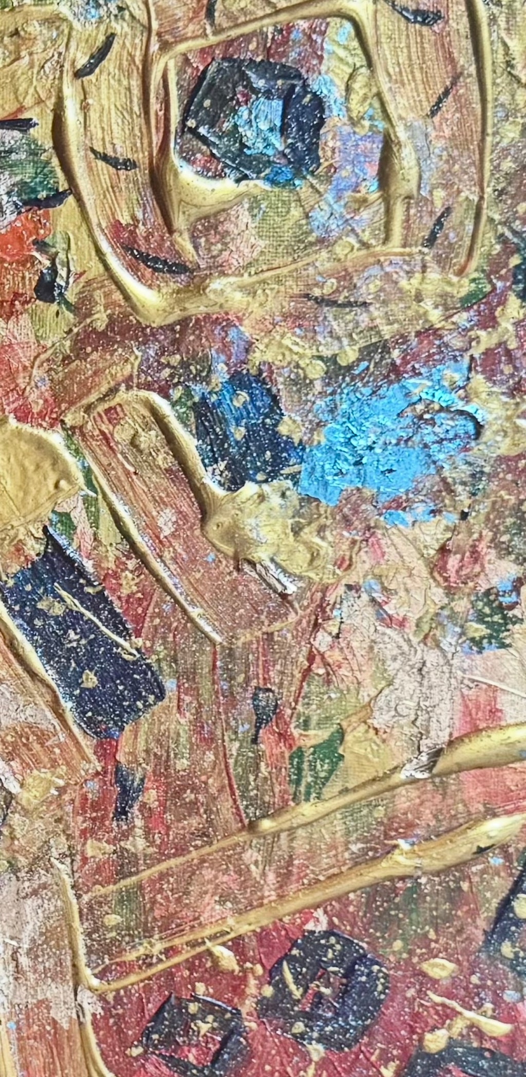 Acrylic on canvas with 24k gold leaf
40x 50x 2 cm/16 x 20 x 0.8 in - Petra Mojo