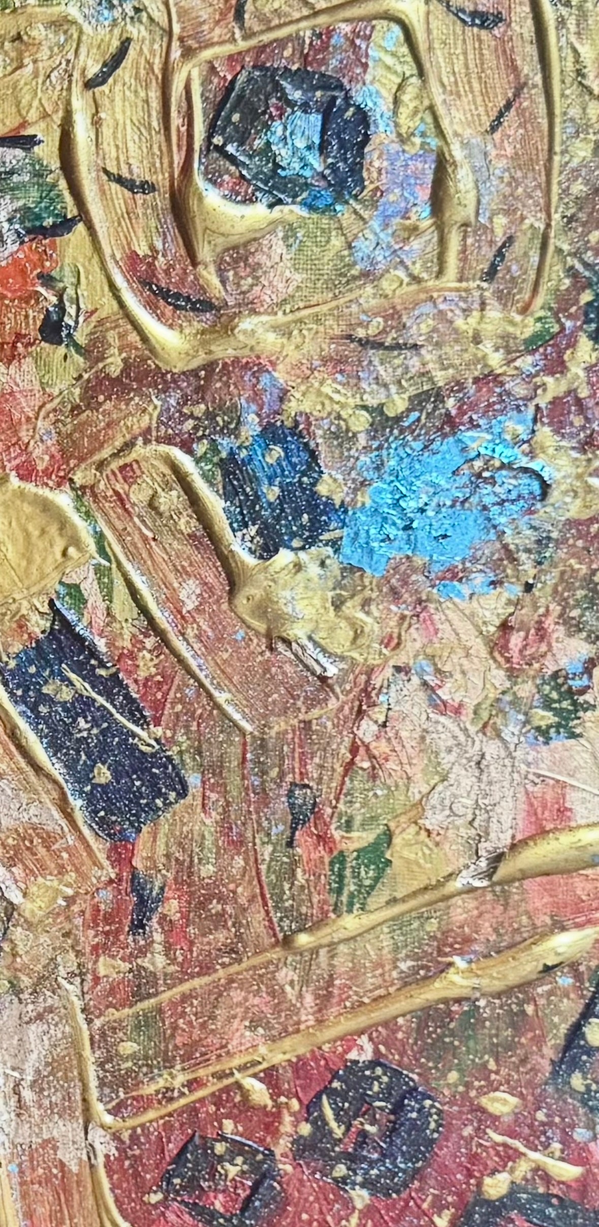 Acrylic on canvas with 24k gold leaf
40x 50x 2 cm/16 x 20 x 0.8 in - Petra Mojo